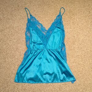 Vintage Vandemere Babydoll Lace Teddy Lingerie Large Blue Side Tie Sexy